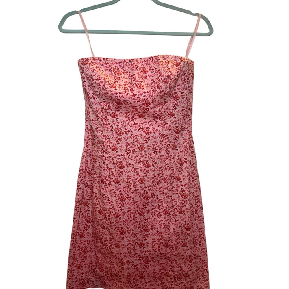 Pink Strapless Tube Mini Dress Vintage Express Y2K Summer Sun Dress